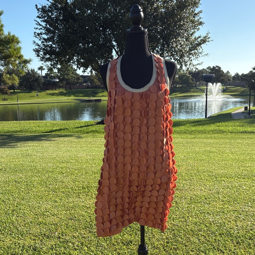 Orange Sleeveless Textured Dress